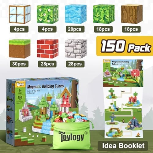 150PCS Magnetic Blocks-Build Mine Magnet World Forest Edition Kids Games for Boys&Girls Age 3-5 4-8 6-8, Magnetic Sensory STEM Toys Tiles for Toddlers Gifts for 3+ Years Old Ideal Construction Toys - Thumbnail 2
