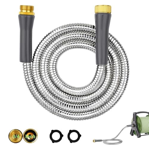 Stainless Steel Garden Hose 6ft, Short Metal Water Hose with 3/4" Male & Female Connectors, Kink-Free Leakproof Flexible Hose Extension Adapter Water Pipe Extender for Hose Reel,Yard,Lawn,RV,Outdoor - Image 1