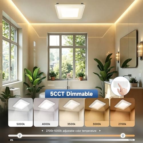 AHAWILL 8" Ultra Quiet Bathroom Exhaust Fan with Light,80 CFM,1.0 Sones,5CCT Dimmable,1000LM Ceiling Mount Bathroom Fan,Bathroom Vent Fan with Light,ETL & FCC Certified - Thumbnail 3