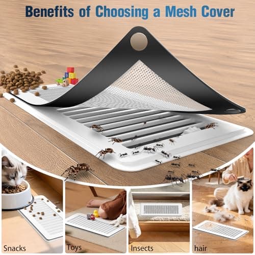 YEHANLY Magnetic Vent Covers with Vent Screen 5.1x11.3 Inch, White Mesh Vent Covers for Floor, Wall, Ceiling Air Vents, Ventilate While Prevent Objects from Entering, Air Vent Filters 3 Pack - Thumbnail 4