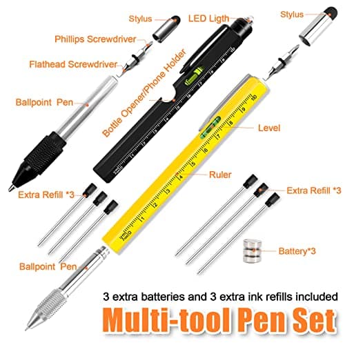 WEARXI Gifts for Men 9 in 1 Multitool Pen, Fathers Day Dad Gifts from Daughter Son, Birthday Gift for Men/Boyfriend Mens Gift for Dad/Him/Husband, Cool Gadgets, Camping Accessories - Thumbnail 3