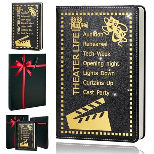 QDWXDEL Theater Gifts,A5 Hardcover Leather Journal for Women - 200 Pages Premium Paper Notebook,Theater Journal with 180° Lay Flat Design for Daily Diary (Theater Black) - Image 1