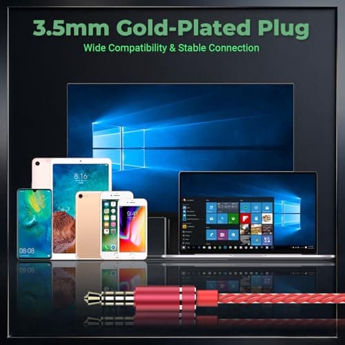 AzukiLife Red Wired Earbuds with Microphone, 3.5mm in-Ear Headphones for Laptop, Gaming & PS5, Volume Control, Clear Sound, Tangle-Free Cable, Earbuds with Case for Computer, PC & Android - Thumbnail 5