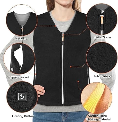 Warm Storm Heated Vest Polar Fleece for Men Women,Heated Jacket with 3 Heat Levels, 5 Heating Zones, Heated by USB Mobile Power (Battery Not Included) (XXXL) - Thumbnail 2