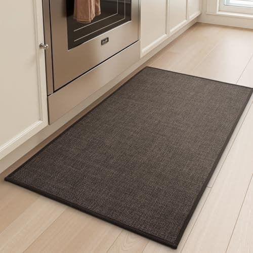 tchdio Kitchen Mats for Floor, Rubber Backed Kitchen Rugs Non Slip Washable, Superior Absorbent Kitchen Runner Rug Easy to Clean, Comfort Kitchen Floor Mat Front of Sink (Brown, 20" × 47") - Image 1