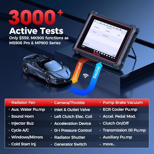 Autel Scanner MaxiCOM MK900: 2026 Updated as MK900BT MK900-BT MX900 Bidirectional Diagnostic Tool, 8in Up of MK808S MK808BT Pro MX808S 808Z, 3K+ Active Tests, 40+ Service, CAN-FD&DOIP, All System, FCA - Thumbnail 4