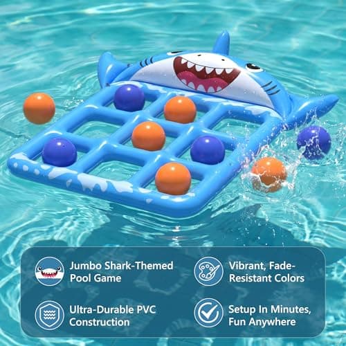 Instaywell Pool Toys Games for Kids & Adults, 72”x54” Giant Inflatable Floating Pool Tic Tac Toe Game with 10 Balls, Pool Game Party Toy Floats for Adults, Teens, Kids, Family, Beach Summer Water Fun - Thumbnail 2