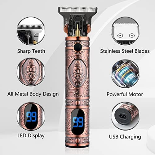 AMULISS Beard Trimmer for Men Hair Clippers Zero Gapped Cordless Hair Trimmer Professional Haircut & Grooming Kit for Men Rechargeable LED Display - Thumbnail 2