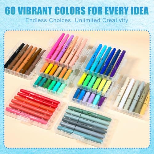 Niodel 60 Colors Direct Liquid Acrylic Paint Markers, Flexible Brush Tip, Instant Flow (No Pressing Required), High Opacity Paint Pens for Rock Painting, Wood, Canvas, Glass, DIY Crafts - Thumbnail 5