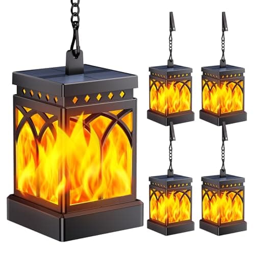 KOOPER 4 Pack Solar Lanterns Outdoor Waterproof, Upgraded Flickering Flame Modes + Constant Modes Hanging Solar Lantern Lights for Outside, Lanterns Decorative Outdoor for Garden Table Yard Tree Decor - Image 1