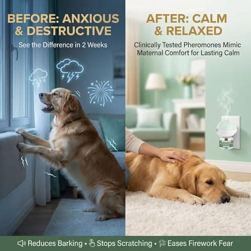 Calming Diffuser for Dog, Pheromone Plug-in Set (2 Diffusers & 6 Refill 48ml) for Dog Anxiety Relief, Reduces Barking, Aggression, Destructive Behavior, Fireworks Fear, 180-Day Dogs Calming Diffuser - Thumbnail 5