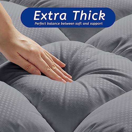 MATBEBY Extra Thick Twin Mattress Topper, 39"x75", Dark Grey, Breathable, Quilted Fitted, Deep Pocket, Machine Washable - Thumbnail 4