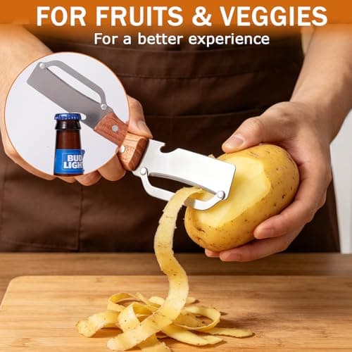 3 PCS Peeler with Wooden Handle, Bottle Opener, Vegetable Fruit Skin Peeling, Stainless Steel Blade Kitchen Tool - Thumbnail 4