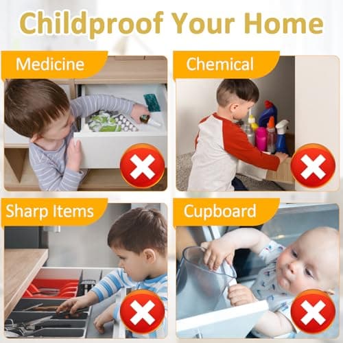 Bestkid Cabinet Lock NFC RFID Card Slim Hidden Drawer Lock for Child Safety Liquor File Kitchen Pantry Furniture Double-Layer Drawer No Drilling Required White - Thumbnail 5