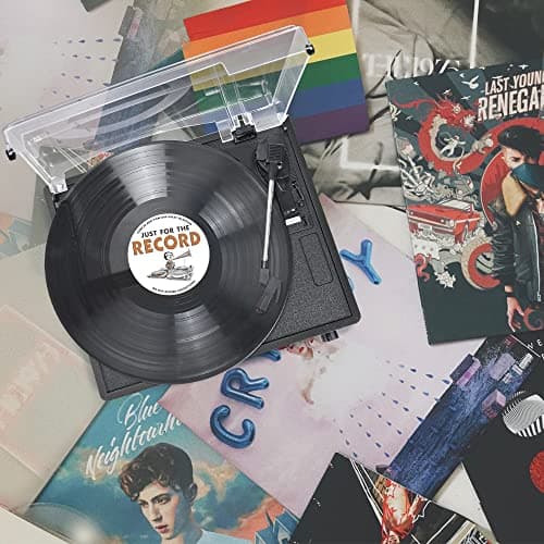 Vinyl Record Player with Speakers Vintage Turntable for Vinyls Records Belt-Driven Turn Table Support 3-Speed, Wireless Playback, Headphone, AUX-in, RCA Line LP Phonograph for Sound Enjoyment Black - Thumbnail 2