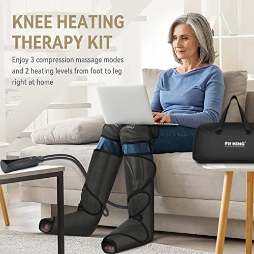 FIT KING Foot and Leg Compression Massager for Circulation and Pain Relief with Knee Heating Therapy - Handheld Controller 3 Modes 3 Intensities - Gift for Mom Wife Family - Thumbnail 3