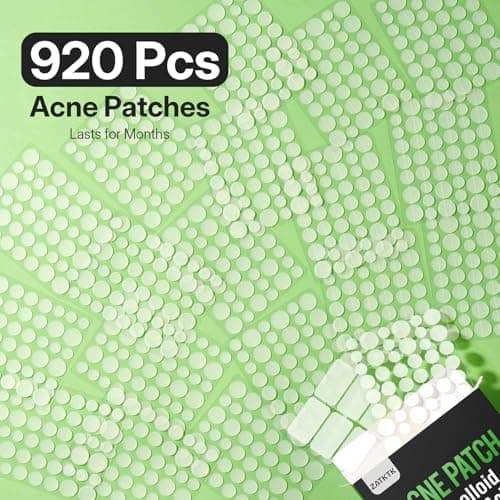 ZATKTK Pimple Patches for Face, 920 Count Hydrocolloid Acne Patches with Salicylic Acid, Bulk Pimple Stickers for Zit Breakouts and Blemishes, 4 Sizes, Fast Absorbing Spot Patch - Thumbnail 2