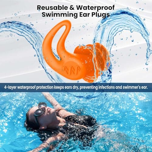 HIGAHY Waterproof Swimming Ear Plugs for Adults - 4 Pairs Reusable Silicone Ear Plugs for Swimming Women & Men, Keep Ear Water Out, Showering, Bathing, Surfing, Water Sports - Thumbnail 3