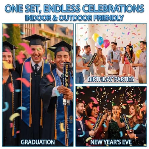 Biodegradable Confetti Cannons 12 Pack, 12" Multicolor Party Poppers for Birthday, Graduation, Wedding, Christmas, New Year & Celebration Events - Thumbnail 4