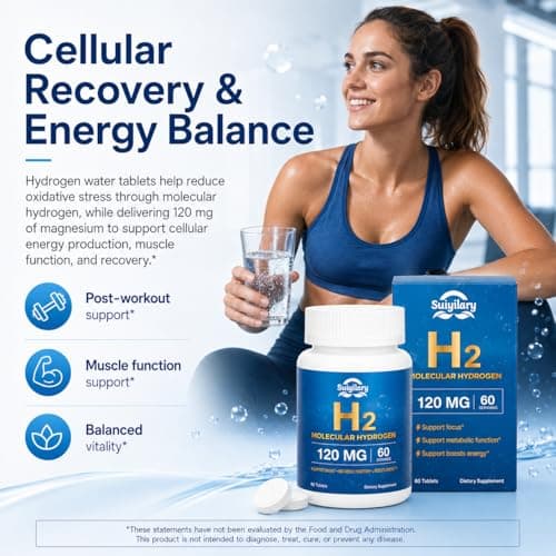 Hydrogen Water Tablets with 120MG Magnesium, H2 Molecular Hydrogen for Drinking Water, Rich in Antioxidants, Supports Cellular Health, Recovery, Immune & Brain Cognitive Function, 60 Tablets - Thumbnail 4
