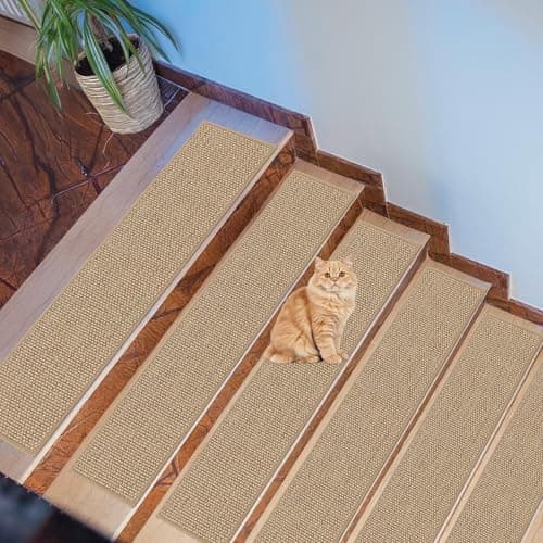 Stair Treads for Wooden Steps Indoor, Peel and Stick Stair Tread,Stair Runners, Non-Slip Carpet Stair-Treads for Kids, Elders & Pets, Machine Washable, Reusable(15PCS,30"x8",Beige) - Image 1