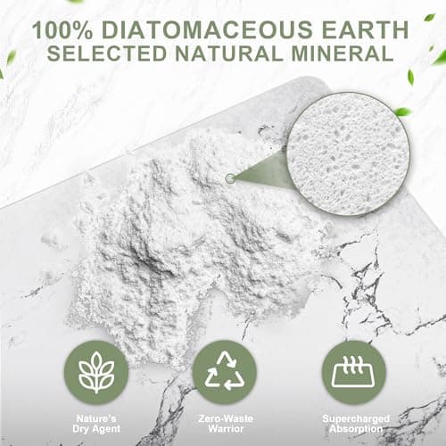 Vorisebo Large Stone Drying Mat for Kitchen Counter, 24" × 16" Diatomite Dish Drying Mat, Quick Dry Stone Mats, Ultra Absorbent Natural Diatomaceous Earth Mats for Dished, Bottles, White Marble - Thumbnail 5