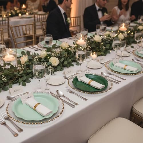 NatNarr 48 Pcs Sage Green Scalloped Paper Plates, 9" Disposable Dessert Dinner Plates Sage Green Cute Party Supplies for St. Patrick's Day Bridal Baby Shower Wedding Tea Party - Thumbnail 6