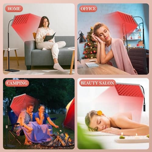 i-Venoya Red Light Therapy for Body: Infrared Light Therapy Panel Lamp with Stand, 660nm Deep Red and 850nm Near Infrared LED Device at Home for Face and Body - Thumbnail 5