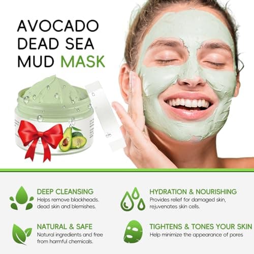 OUPEICHARM Clay Mask Avocado Dead Sea Mud Face Masks for Face, Detox Face Masks for Moisturizing, Green Tea Deeping Cleanse Mask Acne, oil, Pore, Blackheads, Wrinkles, Hydrating Facial Mask for Women - Thumbnail 2