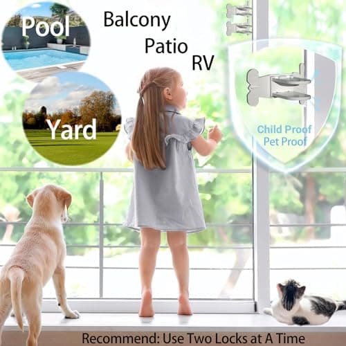 Bstsilver 2-Pack Sliding Glass Door Lock Slide Closet Stopper Child Safety Window Latch Toddler Baby Proofing Petproof Secure Slider Wardrobe Stop Easy Install, Upgrade Adhesive for Patio Balcony Yard - Thumbnail 4