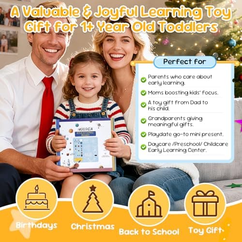 Wooden Busy Board with LED Light Montessori Baby Learning Toys for Toddlers , Sensory Activity Board, Travel Educational Toys, Boy & Girl Birthday Gift (Silver Handle) - Thumbnail 4