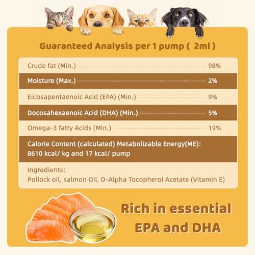 Hipypaw Fish Oil Omega 3 for Dogs - Salmon & Pollock Oil for Dogs and Cats - Defense Liquid Supplement for Skin, Coat Brain, Hip, Joint and Heart Health - Omega Oil for Pet(16OZ) - Thumbnail 4