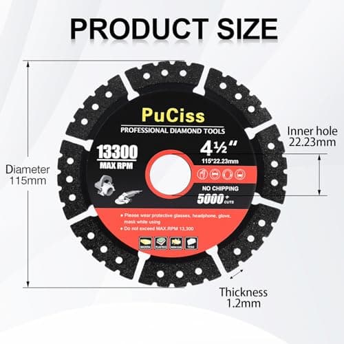 4-1/2 Inch Industrial Metal Cutting Saw Blades Bundle,Diamond-Infused Grinder Blades, Glass Cutters Tools, Discos para Cortar Ceramica & Indestructible Disc for Tile/Metal (3, 4-1/2") - Thumbnail 6