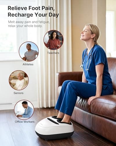 KNQZE Shiatsu Foot Massager with Heat, Compression, Deep Kneading Foot Massage for Plantar Fasciitis Relief, Remote Control, Multi Massage Modes, Auto Shut-Off Timer, FSA Eligible, White - Thumbnail 2