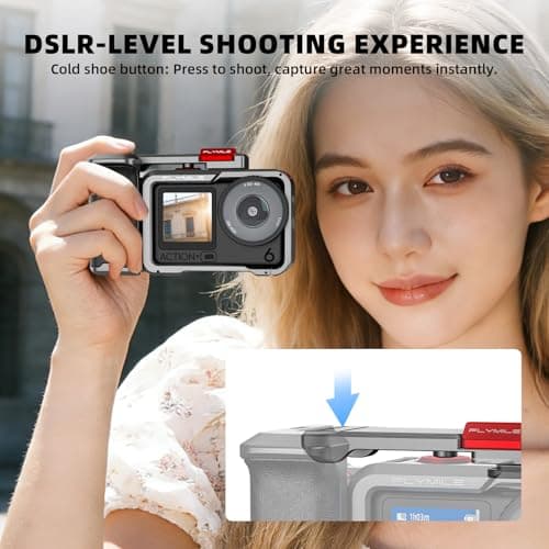 Flymile Action 6 Grip Kit (with Metal Cage), Aluminum Alloy Camera Handle Bundle Expansion Mount with Shutter Button, Quick Release, Cold Shoe, 1/4" Threaded Hole for DJI Osmo Action 6 Accessories - Thumbnail 6