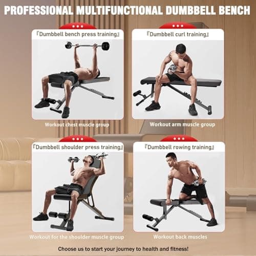 Heavy Duty 1000LBS Adjustable Weight Bench, 14-In-1 Multi-Functional Incline Decline Flat Bench Press, Foldable Full Body Dumbbell Workout Bench for Home Gym Weight Training, Sit Ups, Space-Saving Fitness Equipment - Thumbnail 3