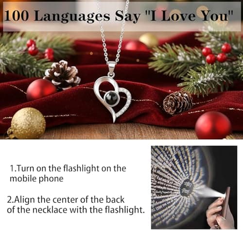 Preserved Real Red Rose with Heart Necklace I Love You in 100 Languages,Romantic Valentine's Day Gifts for Her, Christmas Gifts for Wife, Mother's Day, Birthday Gifts，Anniversary Gifts for Girlfriend - Thumbnail 4