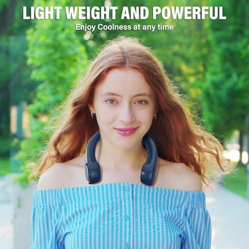 Morelax Neck Fan, USB Rechargeable Personal Fan,Hand Free Bladeless Portable Fans,4000 mAh, 3 Speeds,72 Air Faster softer 360° Cooling, Ultra Quiet,Gift Suitable for Home, Office, Travel, Sports - Thumbnail 6