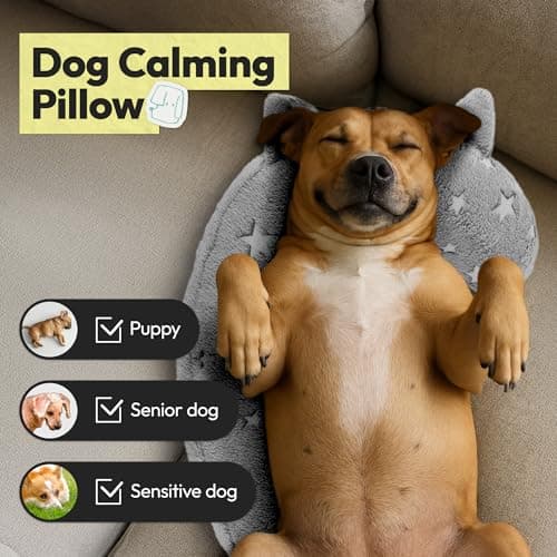 POMESEA Dog Calming Pillow, Glow in The Dark Dog Put Head on, Soft Question Mark Pillows for Dogs, Kids, Adults, Washable Dog Bed Pillow, Cozy Dog Body Pillow (L Gray) - Thumbnail 3