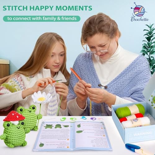 Crochetta Crochet Kit for Beginners, Beginner Crochet Animal Kits for Adults with Step-by-Step Video Tutorials, DIY Knitting & Crocheting Craft Hobbies Supplies, 2 Pack Frog Amigurumi(40%+ Yarn) - Thumbnail 4