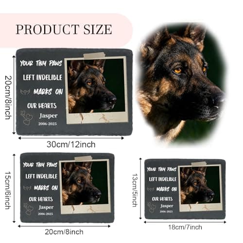 Umitive Dog Memorial Gifts for Loss of Dog, Personalized Pet Memorial Stone, Custom Dog Grave Marker with Name & Photo, Sympathy Gifts for Bereaved Pet Owners, Cemetery Decor (Style M) - Thumbnail 2