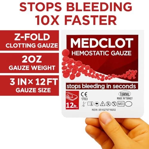 MEDCLOT Hemostatic Dressing Z-Fold 12ft – Military-Proven clotting Gauze for Heavy Bleeding scenarios – Sterile Kaolin-Medical Gauze for Trauma First Aid Kits, for Emergency Survival – 2029 Expiry - Thumbnail 6