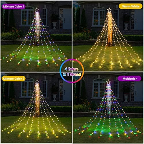 Decute Christmas Decorations Star String Lights Color Changing 11 Modes and Timer with Remote, Waterproof 320 Led Tree Toppers Fairy Lights for Outdoor Yard Garden Backyard Holiday Decor - Thumbnail 2