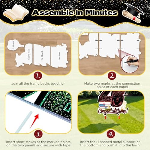 2026 Graduation Decorations Yard Sign, 3.5 FT Tall Class of 2026 Congrats Grad Yard Sign with Stakes for Outdoor Indoor Graduation Party Garden Lawn Decoration Supplies(Wine Red) - Thumbnail 5