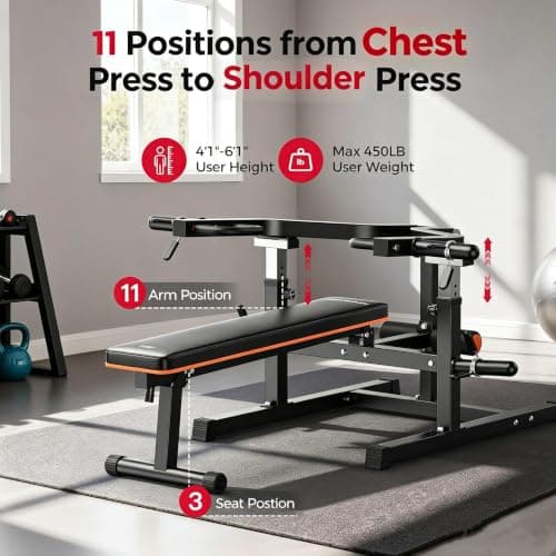 FEIERDUN Chest Press Bench with Independent Arms, 1250LB Capacity Adjustable Strength Machine - Thumbnail 4