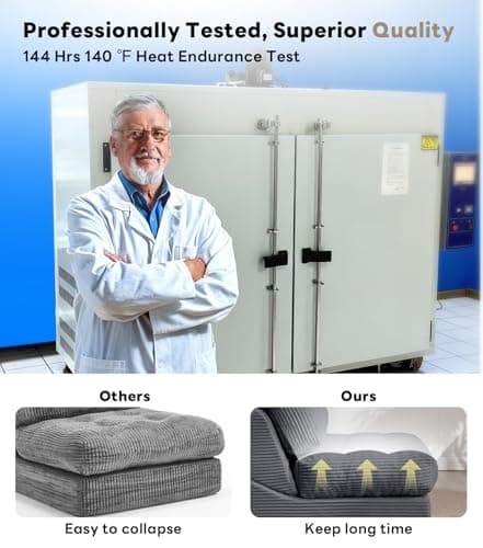 Tbfit 35.8‘’ Oversized Folding Sofa Bed, Convertible Sleeper Chair with Adjustable Back, Corduroy Folding Couch Bed, Portable & Foldable Boneless Floor Sofa for Living Room, Bedroom, Dark Grey - Thumbnail 5