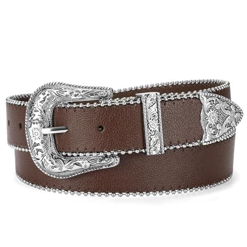 SUOSDEY Fashion Leather Belts for Women with Vintage Metal Buckle Western Leather Belt - Image 1