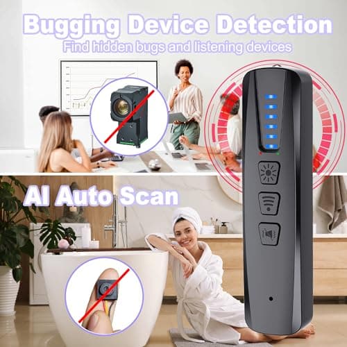 JZDCB Hidden Camera Detector & GPS Tracker Finder | Spy Camera Detector with RF Signal Detection for Travel, Hotel, Car | Anti-Spy Bug Detector & Wireless Camera Finder(Black) - Thumbnail 4