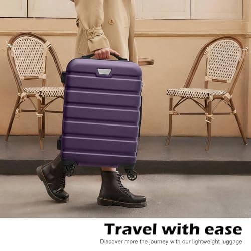 Coolife Luggage 3 Piece Set, Lightweight Durable Hardshell Suitcase set with 360° Spinner Wheels, TSA-approved Lock, Checked Family Travel Luggage sets, 20/24/28 Inch, Purple - Thumbnail 6