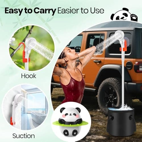 MarvinnanSlyke Portable Camping Shower, 10500mAh Camp Shower with 3 Spray Modes, IPX7 Waterproof Outdoor Shower, Perfect for Hiking, Beach, Pets & Car Wash - Thumbnail 5